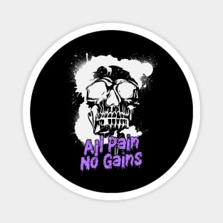 All Pain No Gains Bodybuilding Skull Magnet